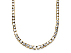 White Lab-Grown Diamond G-H SI 14k Yellow Gold 18" Graduated Tennis Necklace 14.50ctw