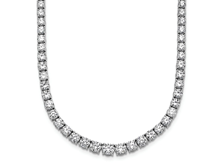 White Lab-Grown Diamond G-H SI 14k White Gold 18" Graduated Tennis Necklace 14.50ctw