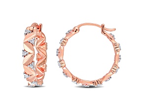0.75ctw White Topaz Hoop Earrings in Rose Gold Over Sterling Silver