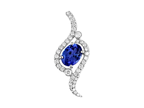 14K White Gold Tanzanite and Diamond Pendant 1.42ctw