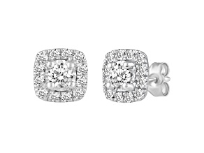 Grand Cushion Shape Diamond 14K White Gold Earrings I Color I1 Clarity, 1.00ctw