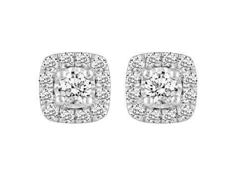 Grand Cushion Shape Diamond 14K White Gold Earrings I Color I1 Clarity, 1.00ctw
