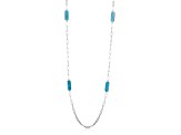 Blue Turquoise Platinum Over Sterling Silver Necklace 17x5mm