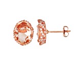 Peach Morganite Simulant 10K Rose Gold Stud Earrings 4.75ctw