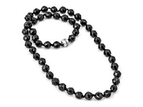 Black Spinel Beaded Sterling Silver Necklace 200.00ctw