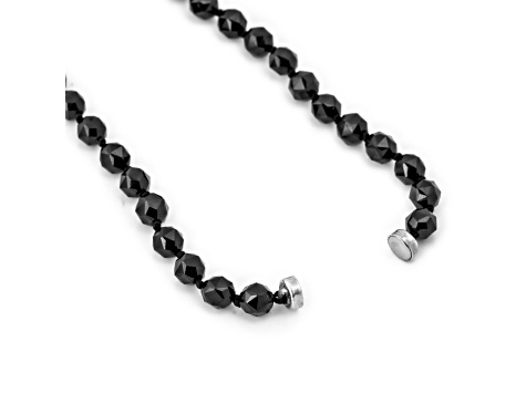 Black Spinel Beaded Sterling Silver Necklace 200.00ctw