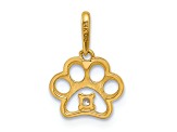 14K Yellow Gold Polished Cubic Zirconia Paw Print Pendant