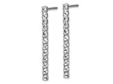 Rhodium Over Sterling Silver Polished Cubic Zirconia Post Dangle Earrings