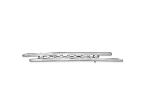 Rhodium Over Sterling Silver Brushed Cubic Zirconia Bar Pin Brooch