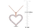 2 2/5 CT DEW Created Moissanite Heart Pendant with Chain in Rose Plated Sterling Silver