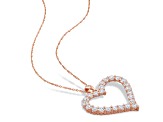 2 2/5 CT DEW Created Moissanite Heart Pendant with Chain in Rose Plated Sterling Silver