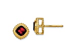 10k Yellow Gold 8.2mm 1.4ctw Cushion Garnet January Birthstone Stud Earrings