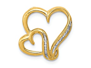 14K Two-tone Gold Diamond Double Heart Chain Slide Pendant