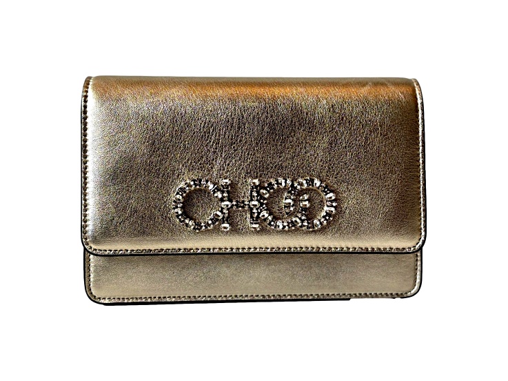 Jimmy Choo Kalina Crossbody Clutch Bag Crystal Logo Metallic