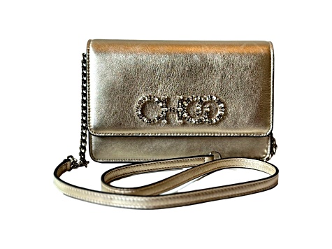 ビジューロゴ【Jimmy Choo】Kalina クロスボディバッグ Jimmy Choo Kalina Crossbody Clutch Bag Crystal Logo Metallic