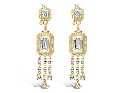 Judith Ripka 13.57ctw Multi-Shape Bella Luce Diamond Simulant 14K Gold Clad Earrings