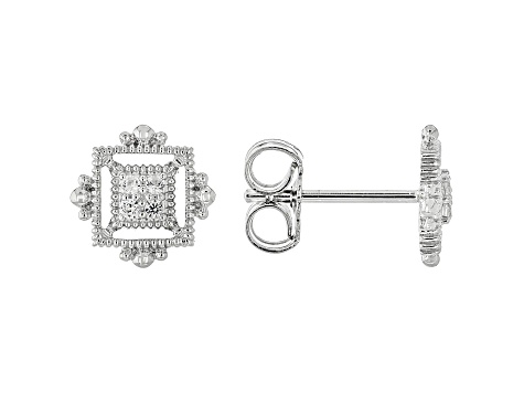 Judith Ripka 0.07ctw White Topaz Rhodium Over Sterling Silver Sqaure Stud