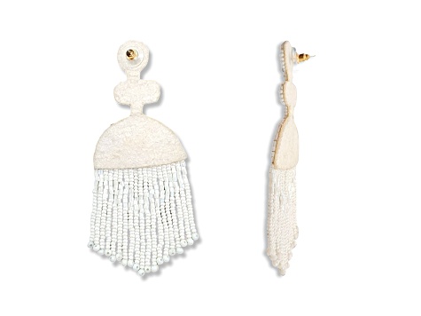 White Fringe Seed Bead Earring