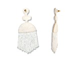 White Fringe Seed Bead Earring