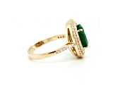 3.35 Ctw Emerald and 0.59 Ctw White Diamond Ring in 14K YG