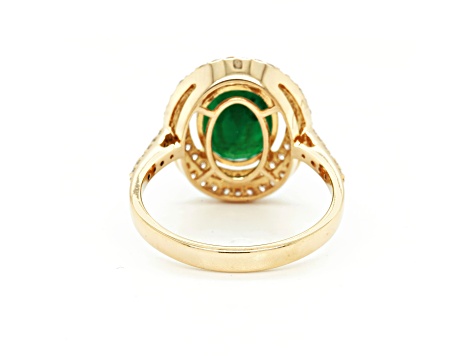 3.35 Ctw Emerald and 0.59 Ctw White Diamond Ring in 14K YG