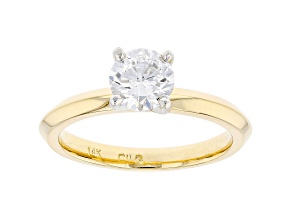 Round white lab-grown diamond, 14kt yellow gold knife edge solitaire Ring 1.00ctw