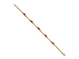 14k Yellow Gold and Rhodium Over 14k Yellow Gold Diamond and Ruby Bracelet