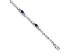 Rhodium Over 14k White Gold Diamond and Sapphire Bracelet