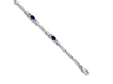 Rhodium Over 14k White Gold Diamond and Sapphire Bracelet