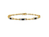 14k Yellow Gold and Rhodium Over 14k Yellow Gold Diamond and Sapphire Bracelet