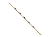 14k Yellow Gold and Rhodium Over 14k Yellow Gold Diamond and Sapphire Bracelet