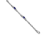 Rhodium Over 14k White Gold Diamond and Tanzanite Bracelet