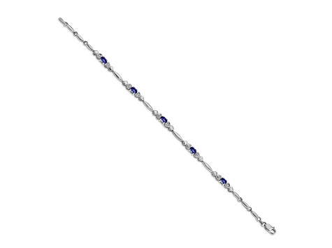 Rhodium Over 14k White Gold Diamond and Tanzanite Bracelet