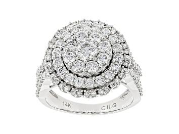 Picture of White Lab-Grown Diamond 14k White Gold Cluster Ring 2.00ctw