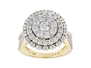 White Lab-Grown Diamond 14k Yellow Gold Cluster Ring 2.00ctw