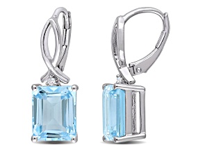 8.25ctw Sky Blue Topaz and White Topaz Earrings in Sterling Silver