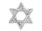 Rhodium Over 14k White Gold Diamond Star of David Chain Slide