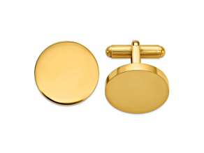 Stainless Steel Polished Yellow IP-plated Circle Cuff Links