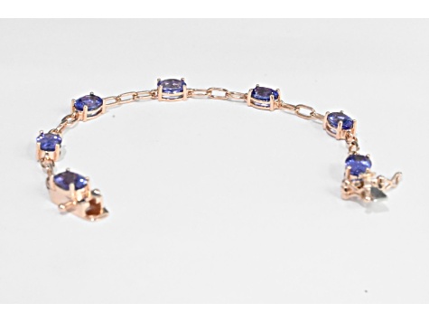 Oval Tanzanite 18K Rose Gold Over Sterling Silver Bracelet, 7.85ctw