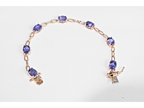 Oval Tanzanite 18K Rose Gold Over Sterling Silver Bracelet, 7.85ctw