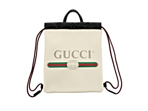 Gucci Zaino White Cripto Logo Drawstring Backpack