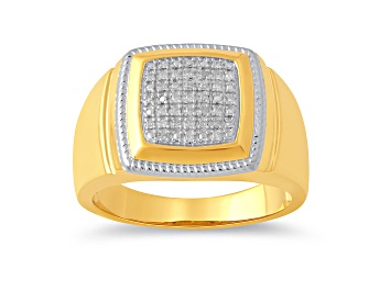 Picture of White Diamond 14k Yellow Gold Over Sterling Silver Mens Ring 0.10ctw