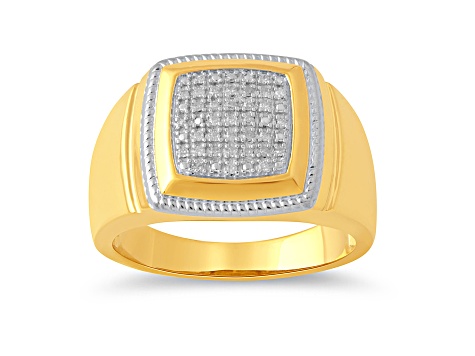 White Diamond 14k Yellow Gold Over Sterling Silver Mens Ring 0.10ctw