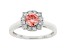 Pink and white lab-grown diamond 14k White Gold halo ring 1.00ctw.