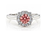 Pink And White Lab-Grown Diamond 14k White Gold Halo Ring 1.00ctw