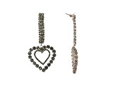 Off Park® Collection, Silver Crystal Double Heart Drop Earring.