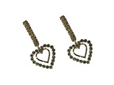 Off Park® Collection, Gold Crystal Double Heart Drop Earring