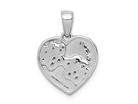 Rhodium Over 14K White Gold Diamond Paw Prints Heart Pendant