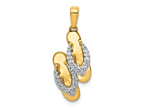 14K Two-tone Gold Diamond Flip-Flops Charm