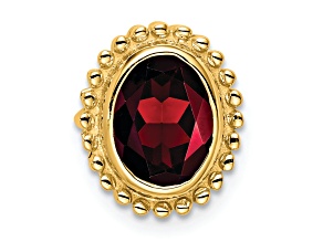 10k Yellow Gold Beaded 1 ctw Oval Garnet Chain Slide Pendant